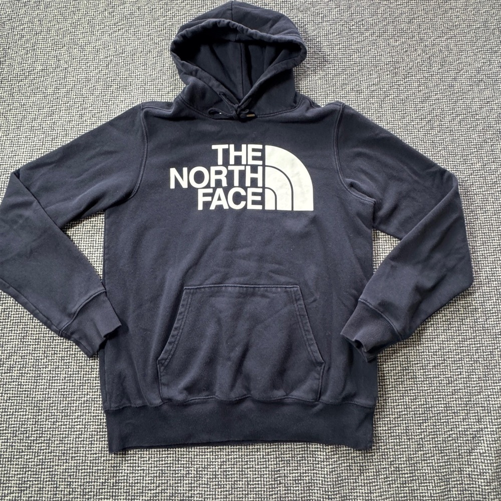 The North Face Mens Half Dome Logo Pullover Hoodie Navy Blue Regular Fit L